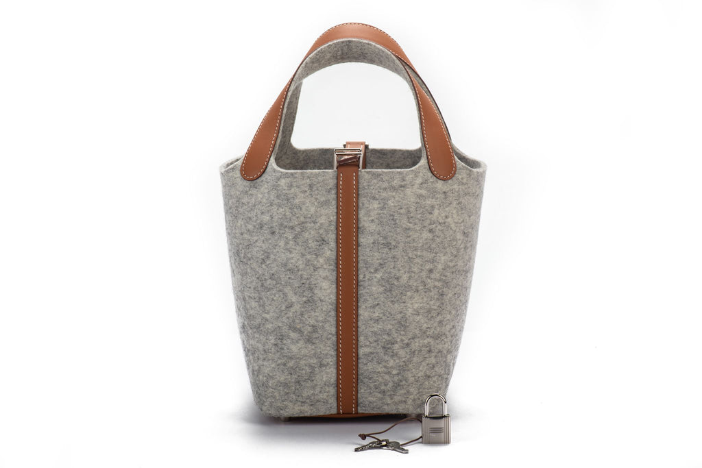 Hermès BNIB Picotin 18 Feutre Gris Gold