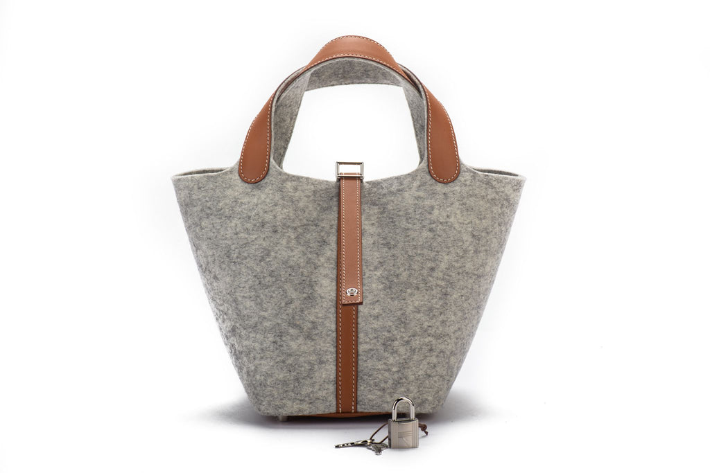 Hermès BNIB Picotin 18 Feutre Gris Gold