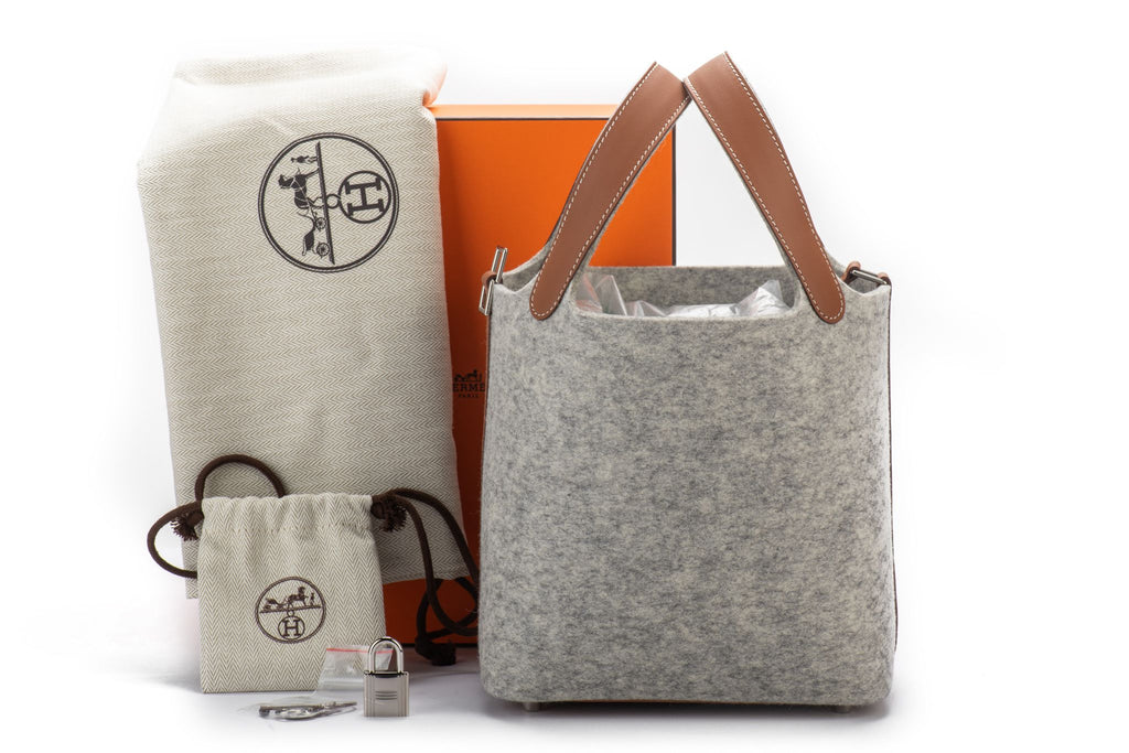 Hermès BNIB Picotin 18 Feutre Gris Gold