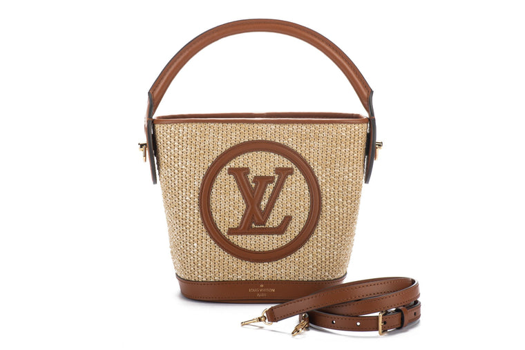 Vuitton BNIB Petit Raffia Bucket Caramel