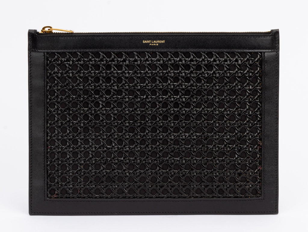 Yves Saint Laurent Wicker Clutch Black