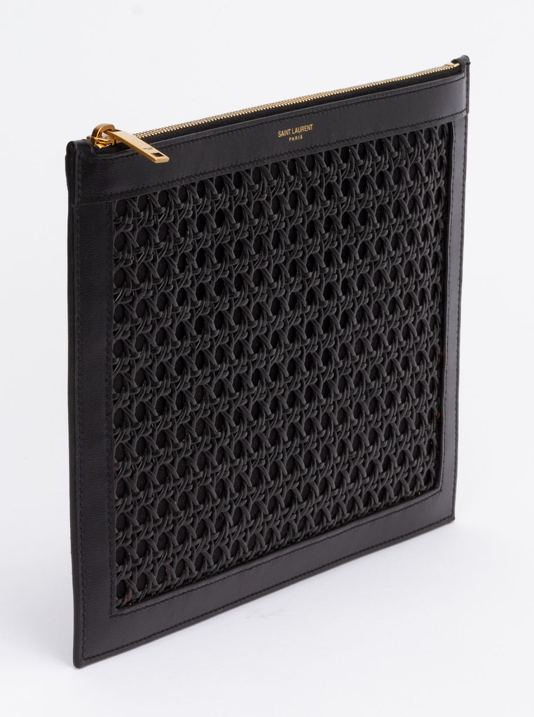 Yves Saint Laurent Wicker Clutch Black