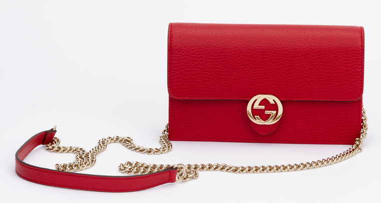 Gucci NIB Red Leather Cross Body Bag