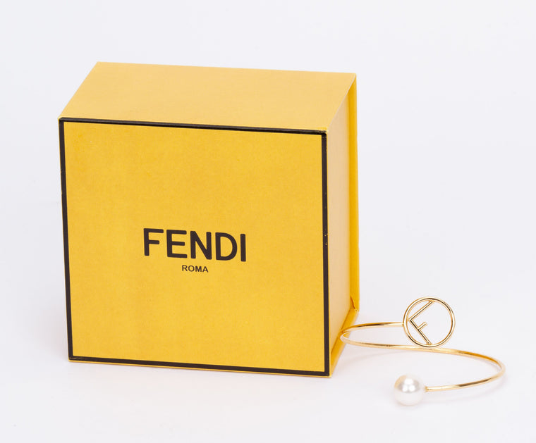 Fendi BNIB Gold Tone Pearl Bracelet