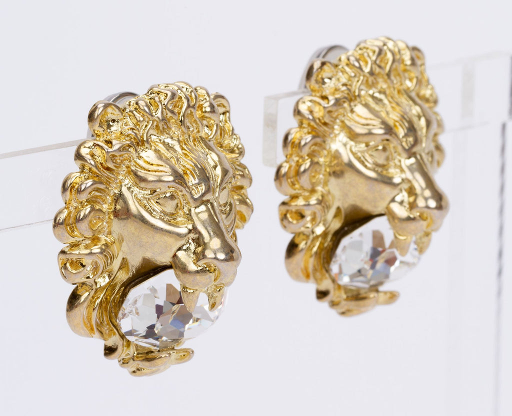 Gucci Oversize Gold Lion Clip Earrings