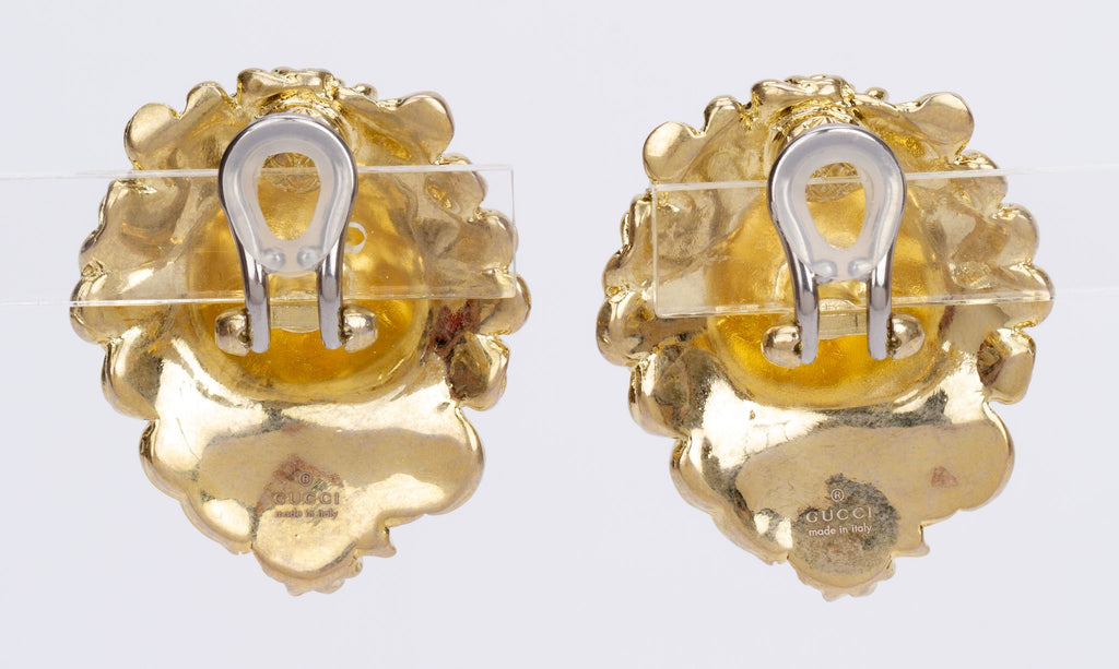 Gucci Oversize Gold Lion Clip Earrings