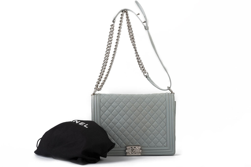 Chanel Maxi Grey Caviar Boy Bag