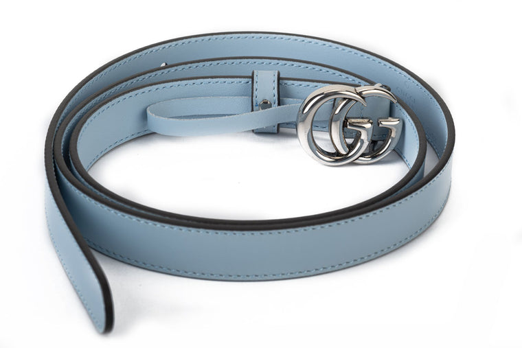 Gucci BN Celeste Leather GG Thin Belt