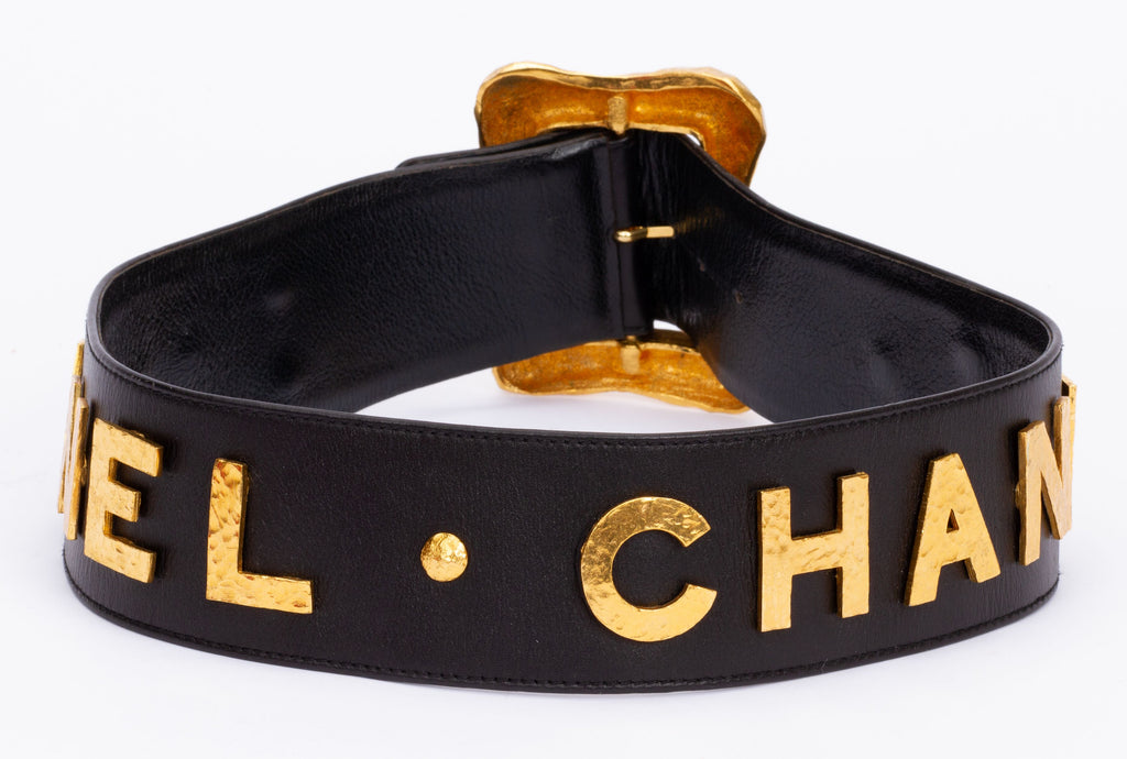 Chanel Rare Supermodel Black Gold Belt