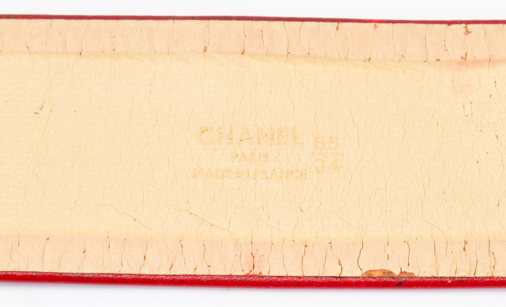 Chanel Red 80s Belt With Chain Drop