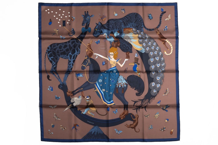 Hermès Story NIB Chocolate Silk Scarf