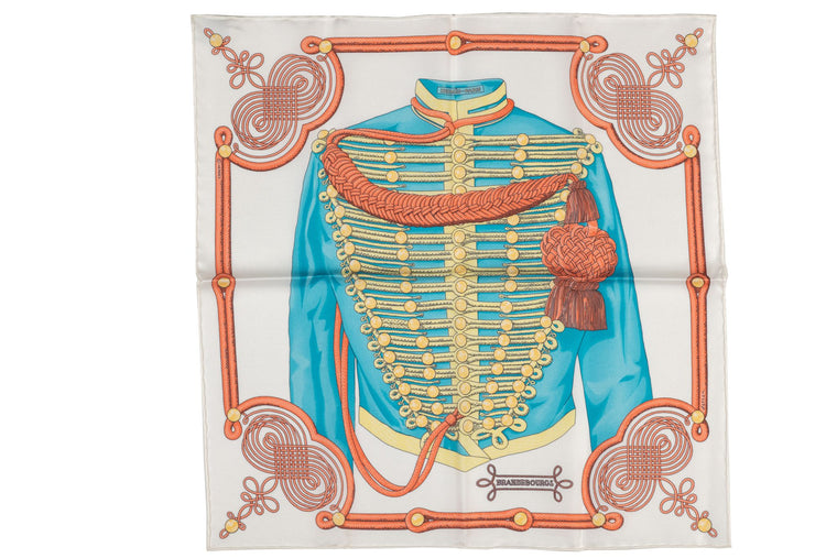 Hermès NIB White Brandeburg Silk Scarf