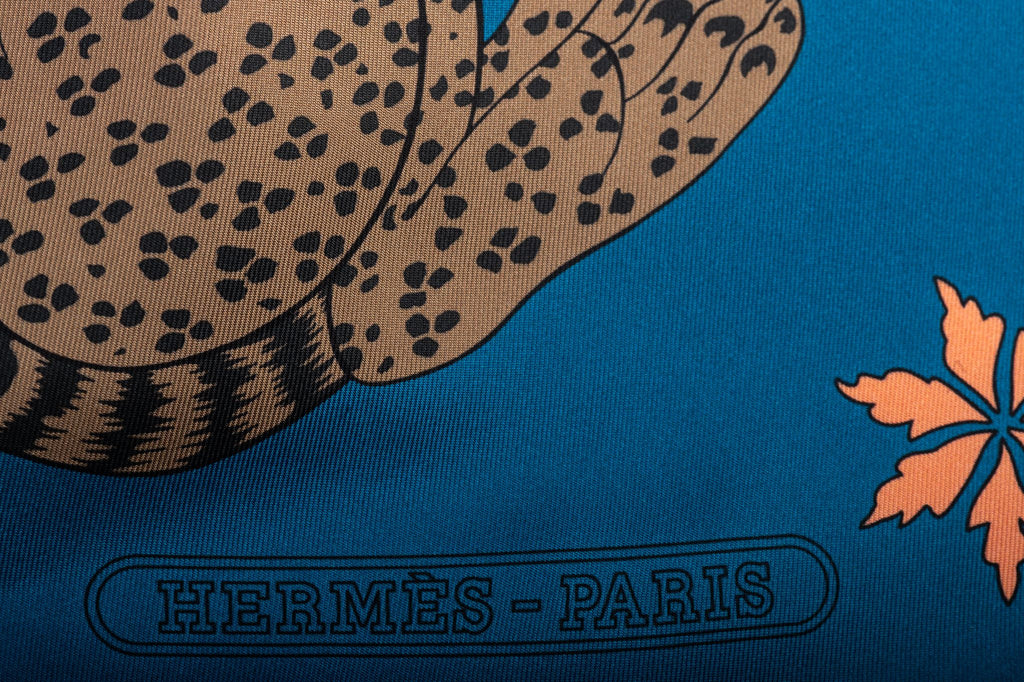 Hermès Blue Guepards Silk Stole