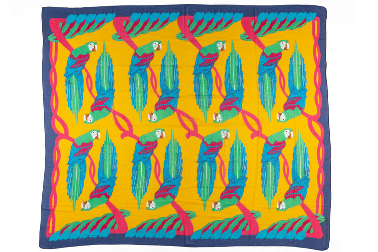 Hermès Yellow Parrots Cotton Sarong