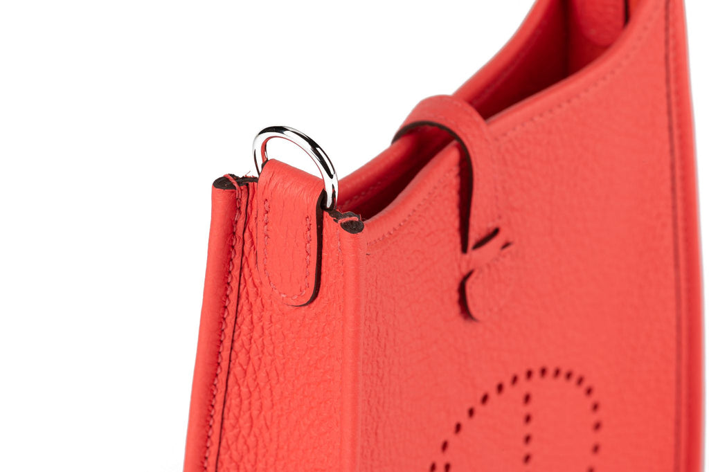 Hermès BNIB Rouge Pivoine Mini Evelyne