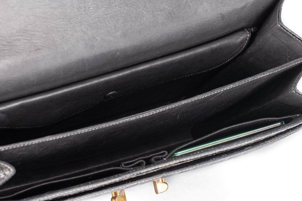 Hermès Vintage Dark Grey Croc Handbag