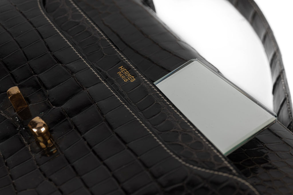 Hermès Vintage Dark Grey Croc Handbag