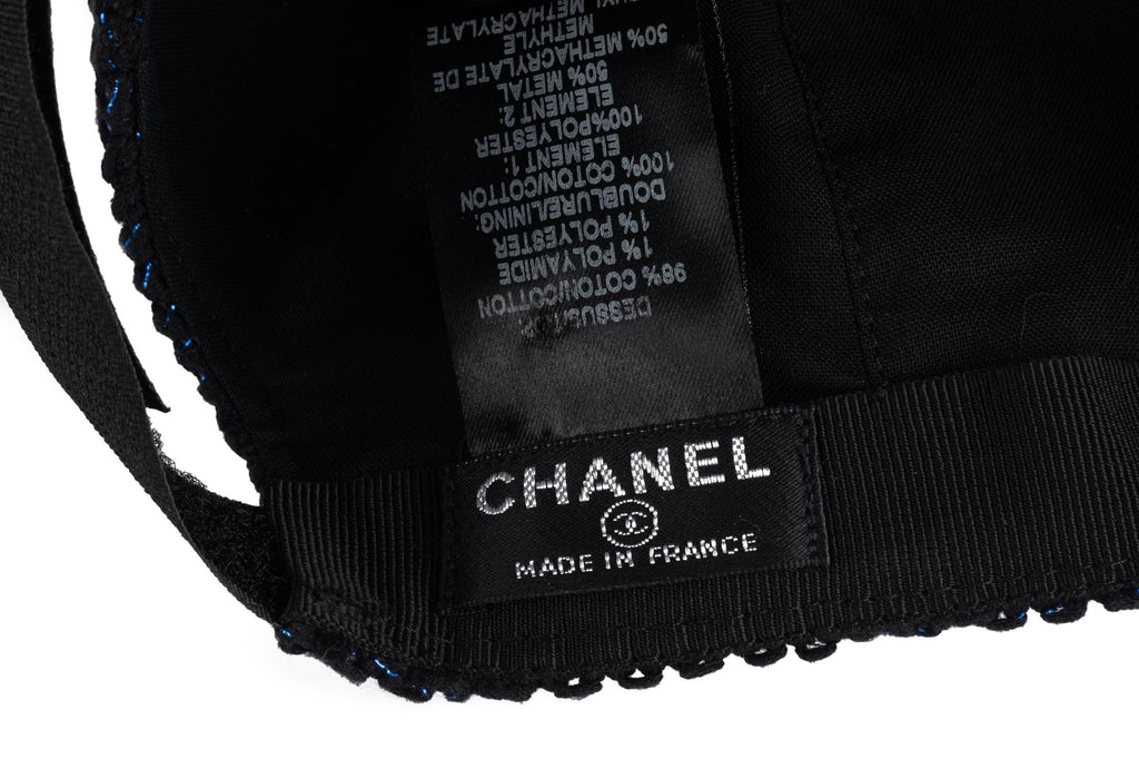 Chanel NIB Black Lurex Baseball Hat