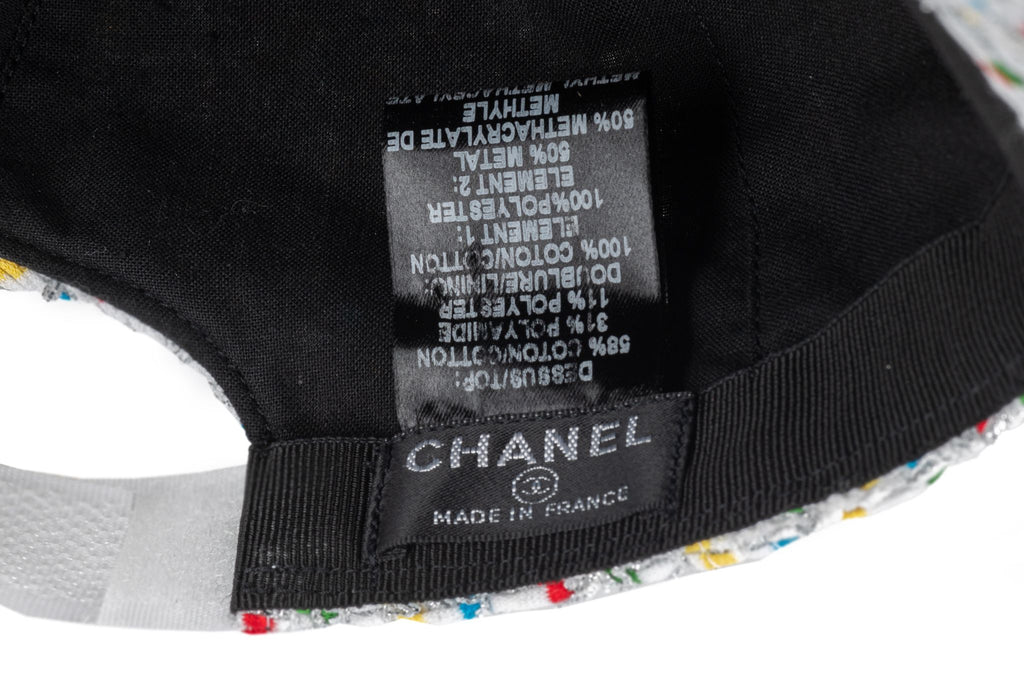 Chanel New White Tweed Baseball Hat MD