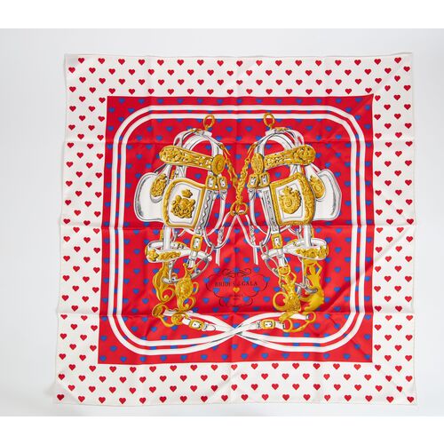 Hermès Red Brides de Gala Love Scarf