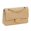 Chanle Beige 10" Double Flap Gold HDW