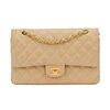 Chanle Beige 10" Double Flap Gold HDW