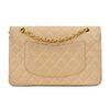 Chanle Beige 10" Double Flap Gold HDW