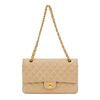 Chanle Beige 10" Double Flap Gold HDW