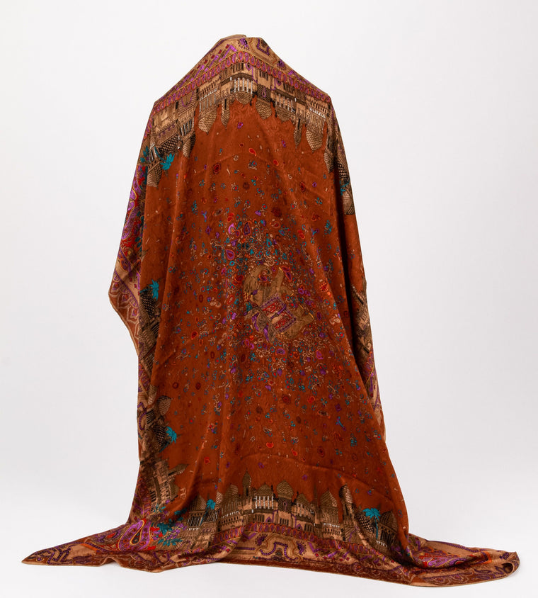 Fendi Silk Brown Vintage Large Shawl