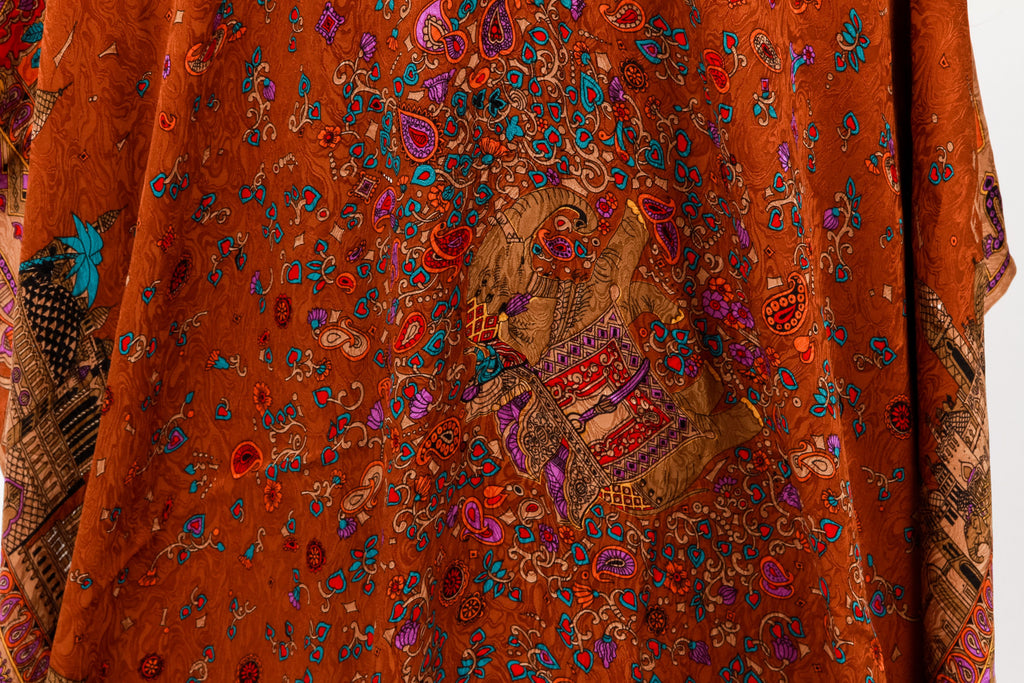 Fendi Silk Brown Vintage Large Shawl