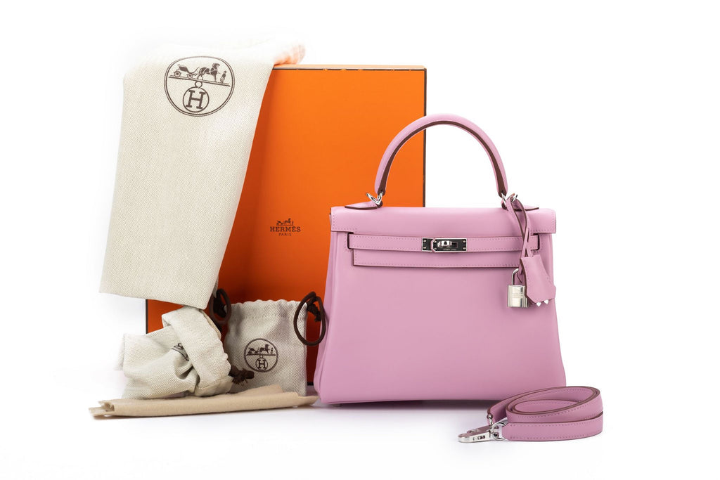 Hermes NIB Kelly 25 Retourne Mauve Swift