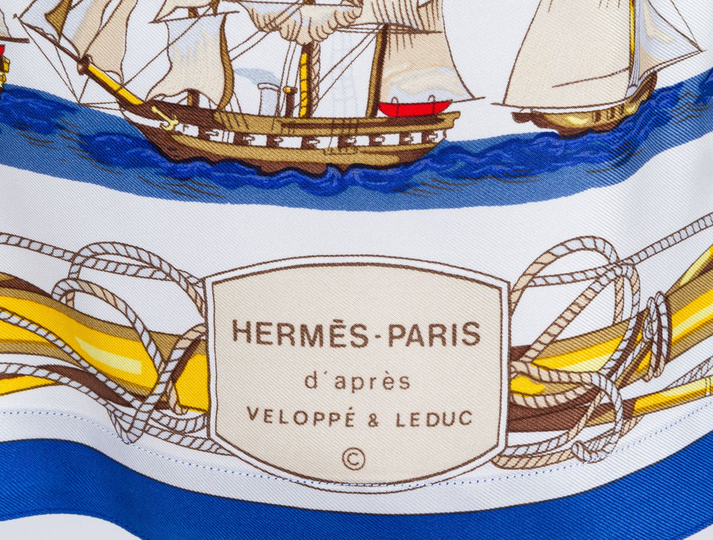 Hermès Vessels Silk Dress White/Blue