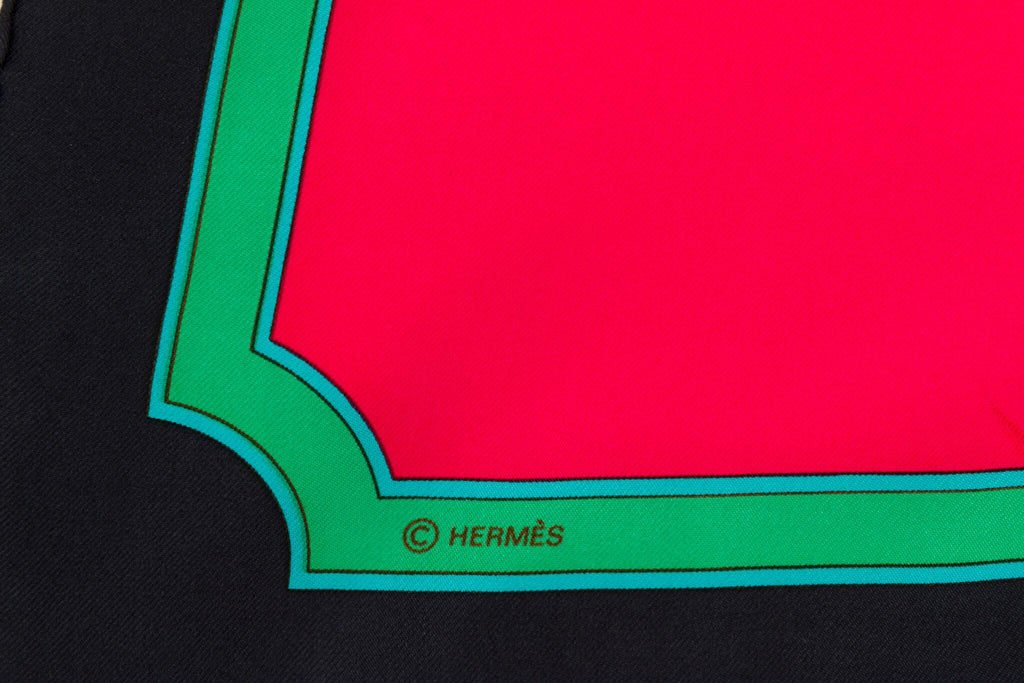 Hermès "Carrousel" Red Silk Twill Scarf