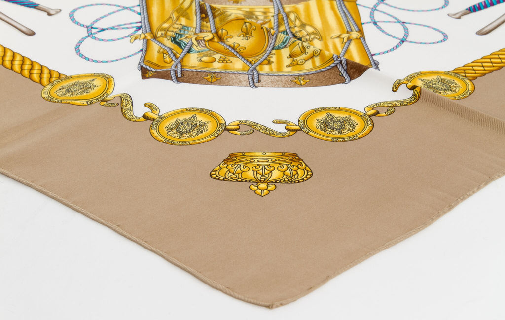 Hermes "Les Tambours" Etoupe Silk Scarf