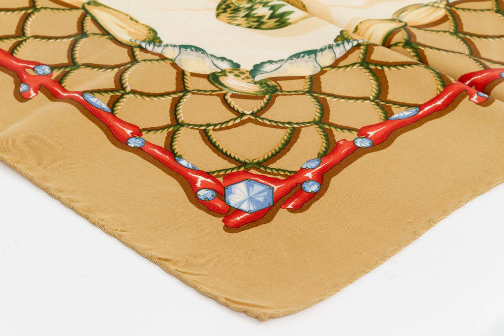 Mila Schon Caramel Shells Silk Scarf