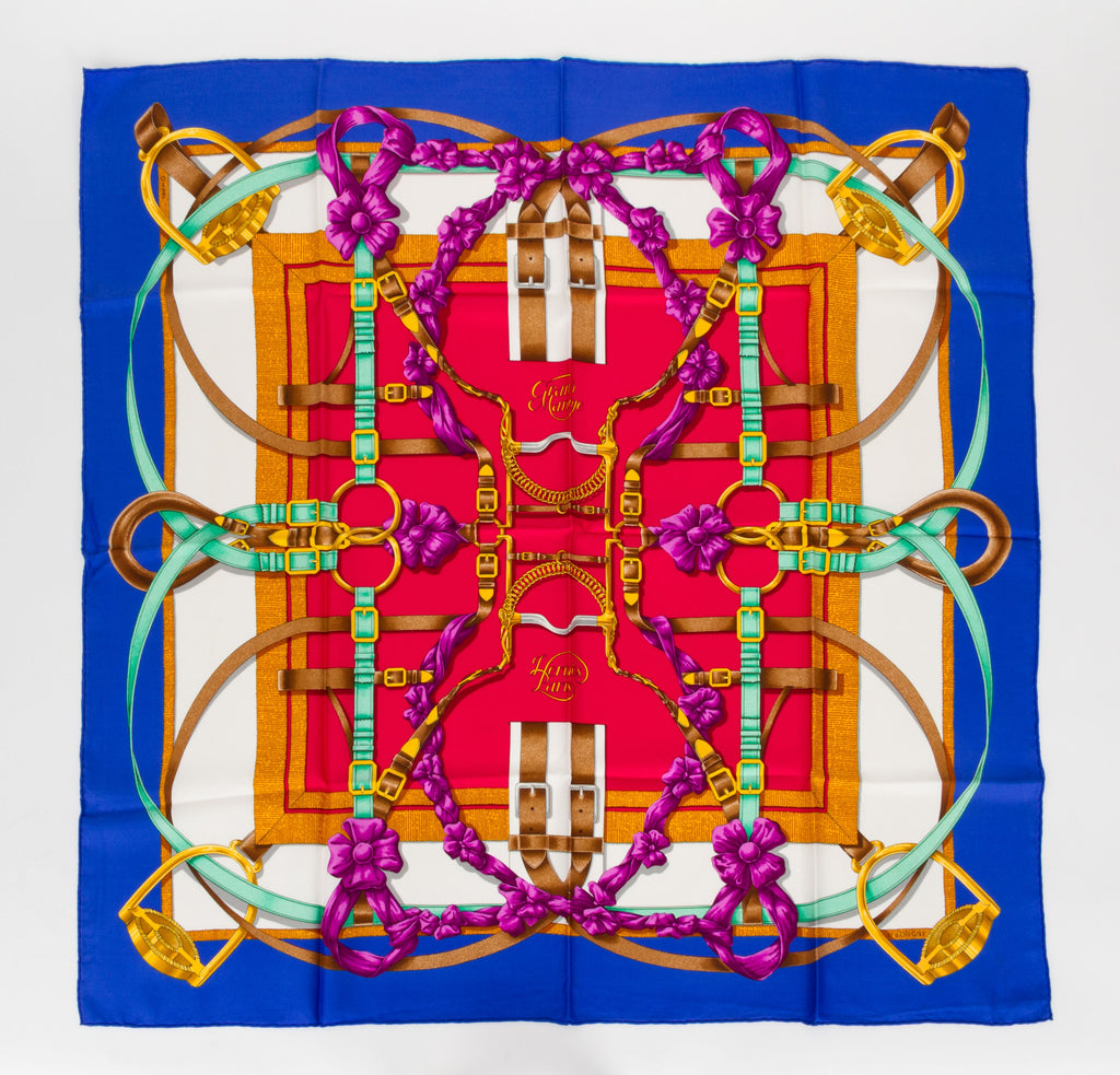 Hermès Blue "Grand Manege" Silk Scarf