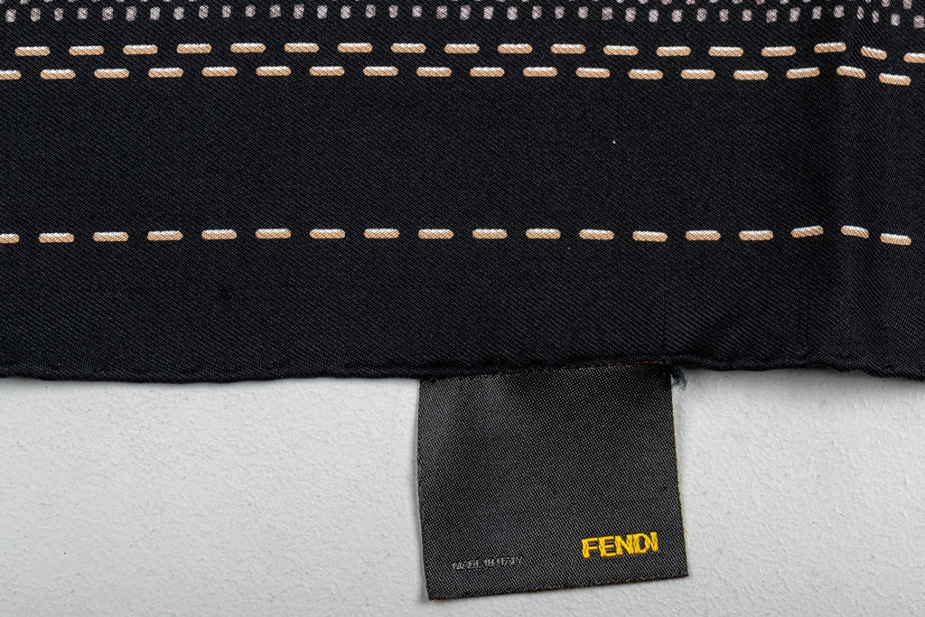 Fendi Roma Black Buckles Small Scarf