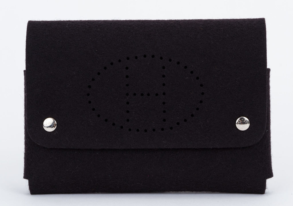 Hermès Black Felt Perforated Pouch