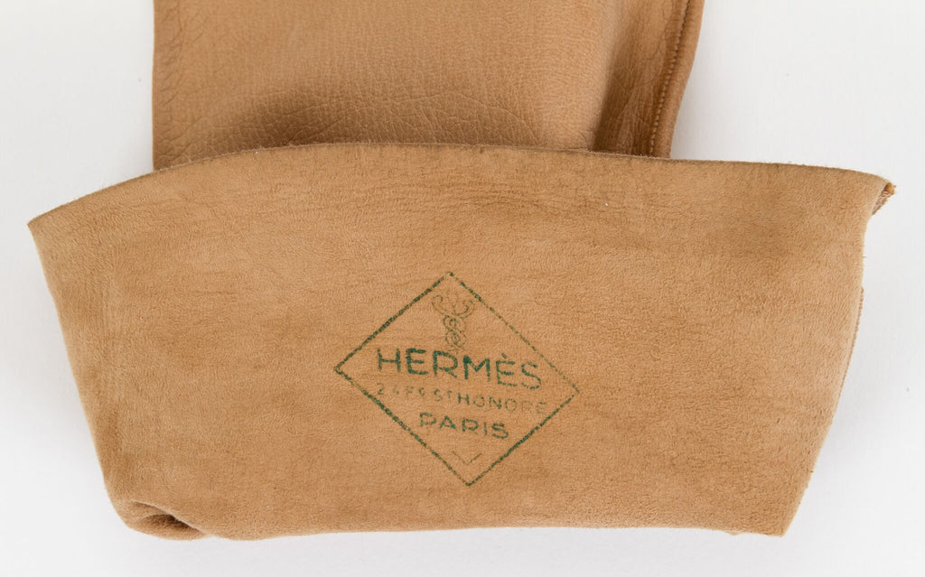 Hermès Beige Lambkin Long Vintage Gloves