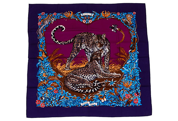 Hermès Blue Jungle Love Cashmere Shawl