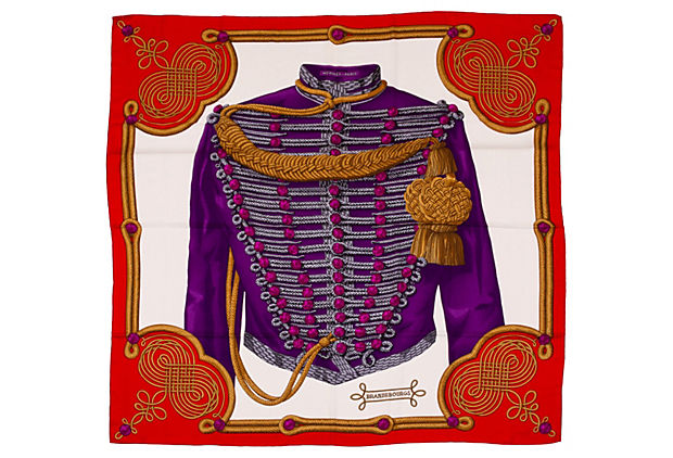 Hermès Cashmere Red Brandebourgs Shawl