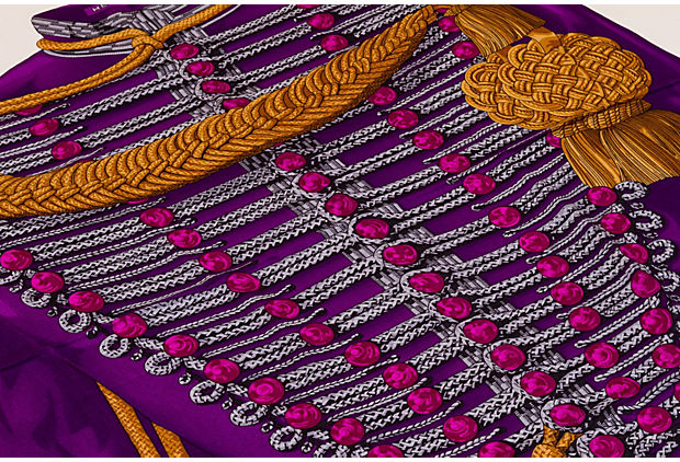 Hermès Cashmere Red Brandebourgs Shawl