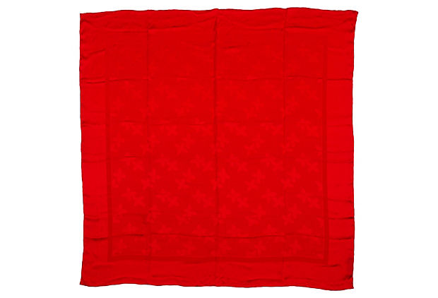 Yves Saint Laurent Red Silk Floral Shawl