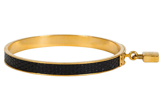 Hermès Black Lizard Cadena Bangle