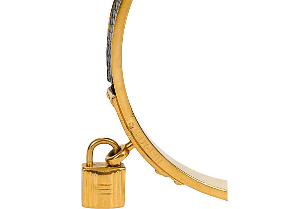 Hermès Black Lizard Cadena Bangle