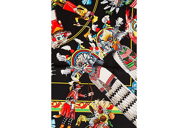 Hermès Black Kachinas Silk Scarf Oliver