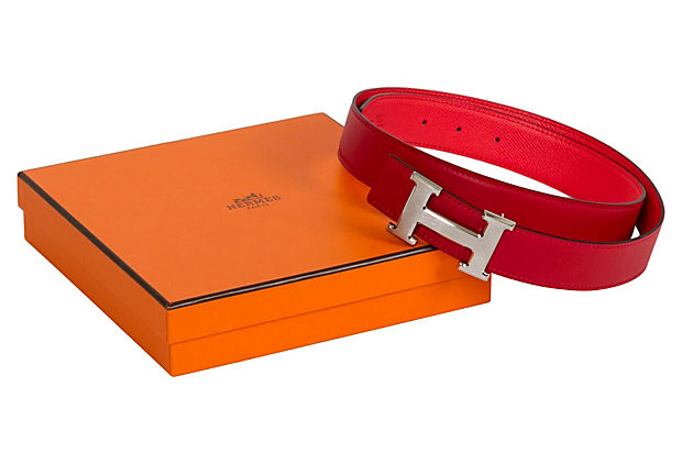 Hermès Red & Bouganville Reversible Belt