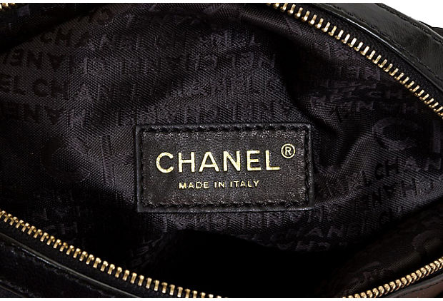 Chanel Black Silk Evening Bag w/ Clovers