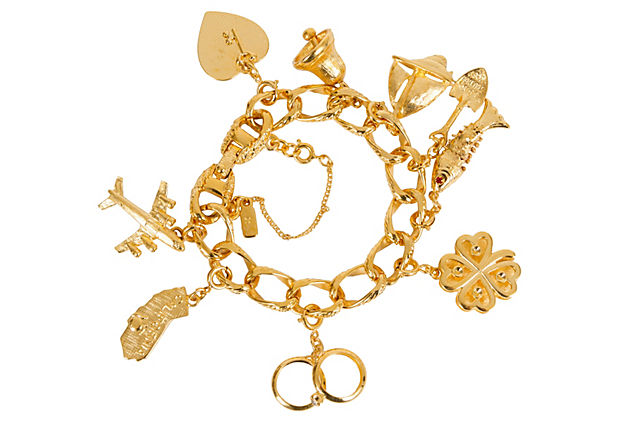 Monet 9-Charm Gold Bracelet