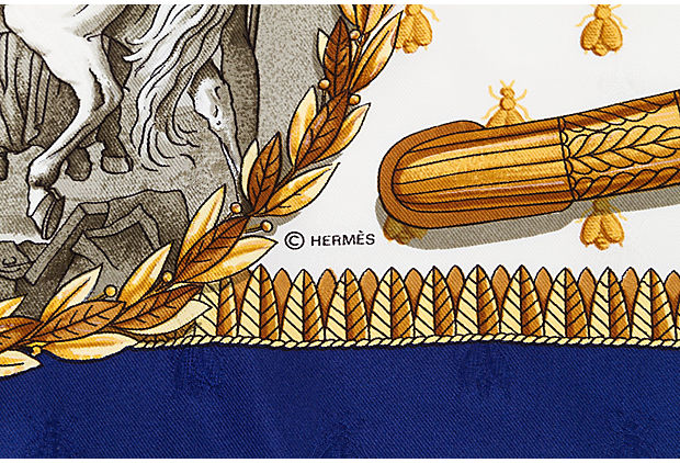 Hermès Collectible Napoleon Navy Scarf